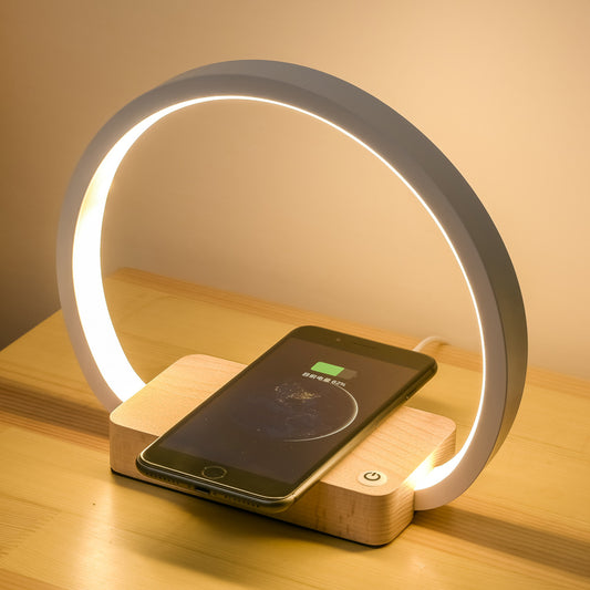 Wireless Charging Multifunctional Desk Lamp | Eye Protection | USB | Metal Shade | Bedside & Office | European Style