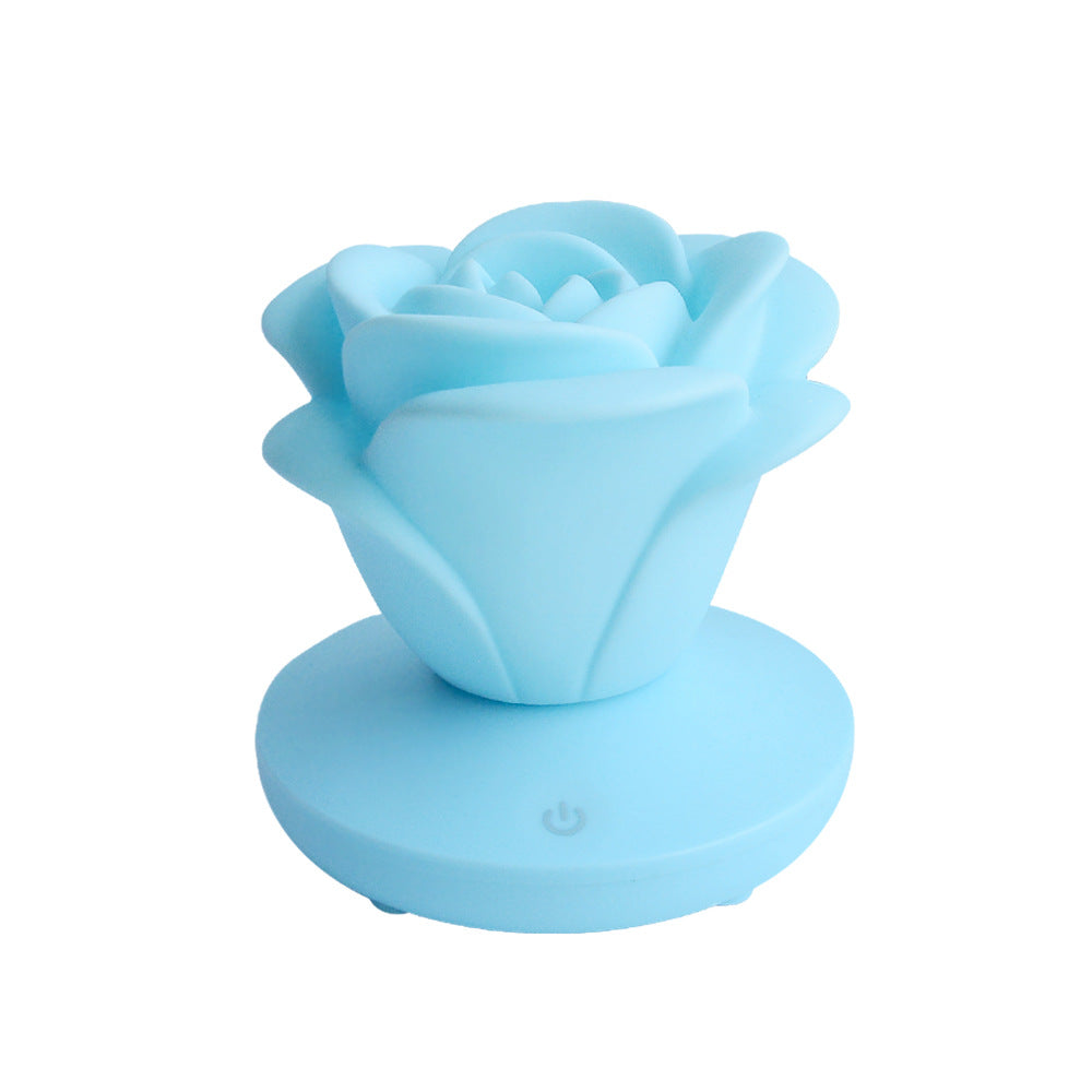 Mini Rose Night Light | 8 LED | 3-Speed Touch Dimming | 1200mAh USB Rechargeable | Soft PVC Petals | 10×10×9.6cm | 8hr Battery | Blue, Pink, Purple & White