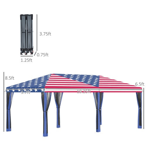 Outsunny 10'×20' Pop-Up Canopy Tent with Mesh Netting | 200 sq.ft, UV-Blocking, Steel Frame, Carry Bag, Blue