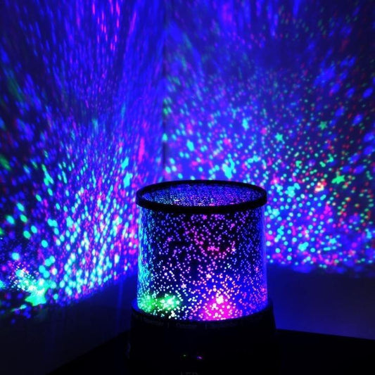 LED Star Projector Night Light | Auto-Flashing Multi-Colour Stars | ABS | 10.9×10.9×11.6cm | Battery Powered | Kids Bedroom & Ceiling Decor