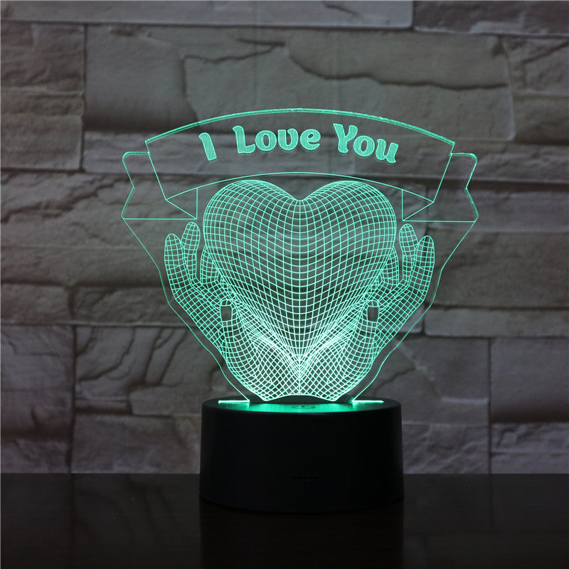 3D Acrylic LED Night Light | Hands Holding Love | 7 & 16 Colours | Touch & Remote Control | USB | Gift