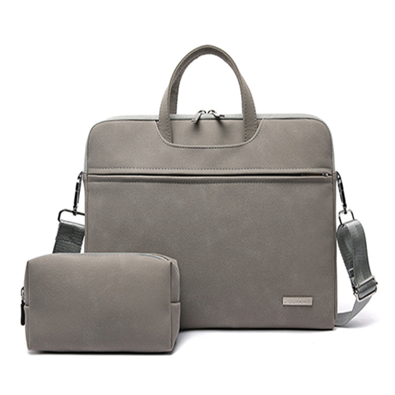 PU Leather Laptop Bag & Shoulder Briefcase | Waterproof | Removable Strap | 13.3”, 14” & 15.6” | Business & Travel | Black, Dark Grey, Grey & Pink