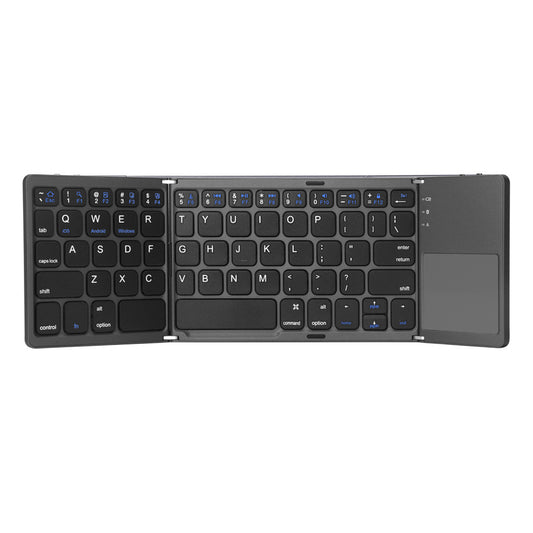 Tri-Fold Bluetooth Keyboard with Touchpad | Bluetooth 3.0 | 100hr Battery | Apple, Android & Windows | Black & Silver | English & Spanish
