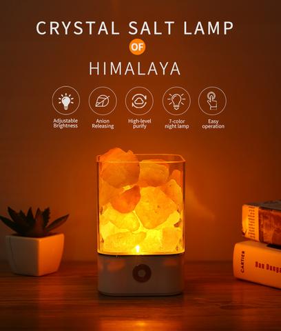 Himalayan Crystal Salt LED Lamp | USB | 5 Colours | Touch Control | Night Light & Ambient Lamp | Round & Square