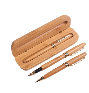 Personalised Engraved Bamboo Fountain Pen | Piston Ink | 0.58mm Nib | Bamboo Gift Box | Custom Name Engraving