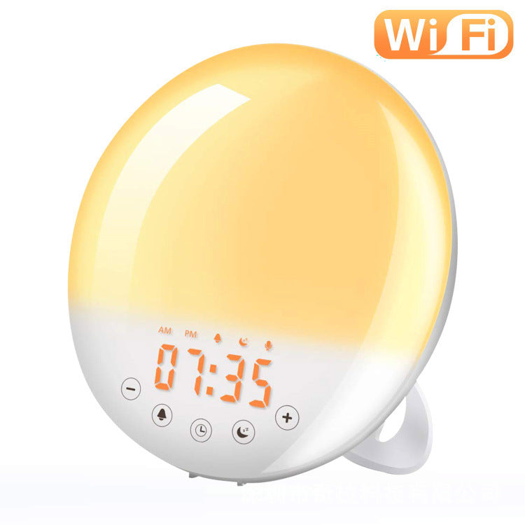 Smart WiFi Sunrise Wake-Up Light Alarm Clock | Tuya App & Voice Control | 30-Level Brightness | RGB Mood Light | FM Radio | 10 Alarm Sounds | Snooze | 170×180×110mm | AU, EU & UK