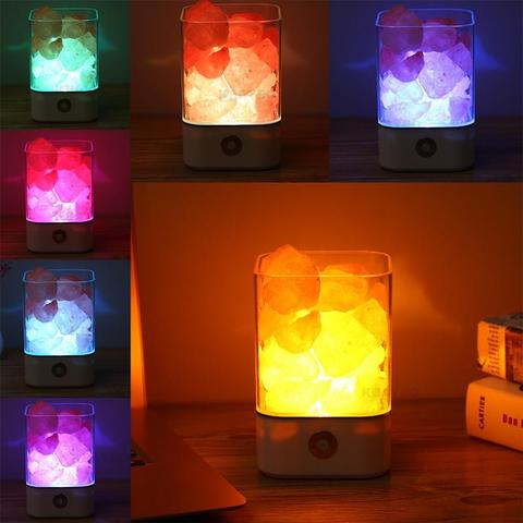 Himalayan Crystal Salt LED Lamp | USB | 5 Colours | Touch Control | Night Light & Ambient Lamp | Round & Square