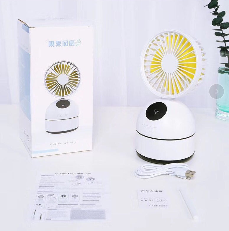 Fan Humidifier | USB Portable Misting Fan | Desktop Air Cooler & Humidifier | Navy Blue, Pink & White