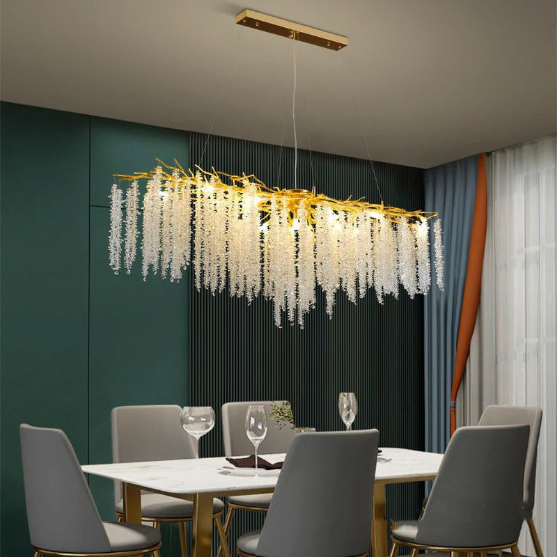 Light Luxury Aluminium Crystal LED Chandelier | Round & Long, 6 Sizes 60-150cm, 50cm Adjustable, 111-240V