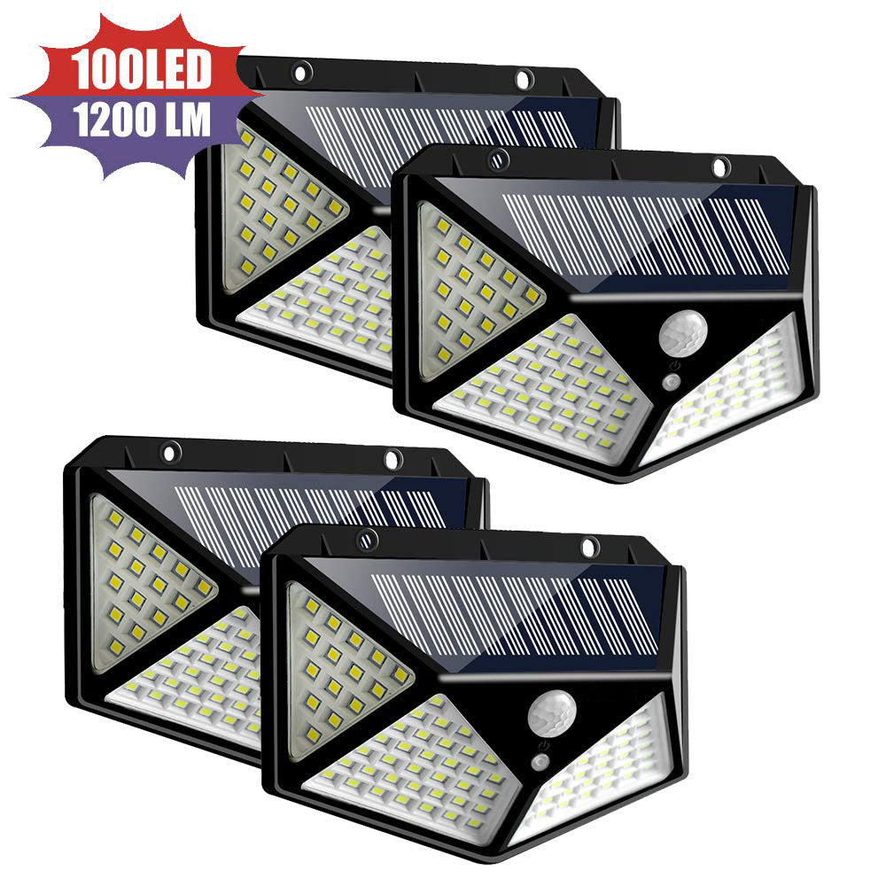 100-LED Solar PIR Motion Sensor Wall Light | W-100LED | 7W | 2200mAh | 120° PIR | 8–10m | 3 Modes | 6hr Charge | PC+ABS | 1–10pc Packs | Outdoor Garden & Security