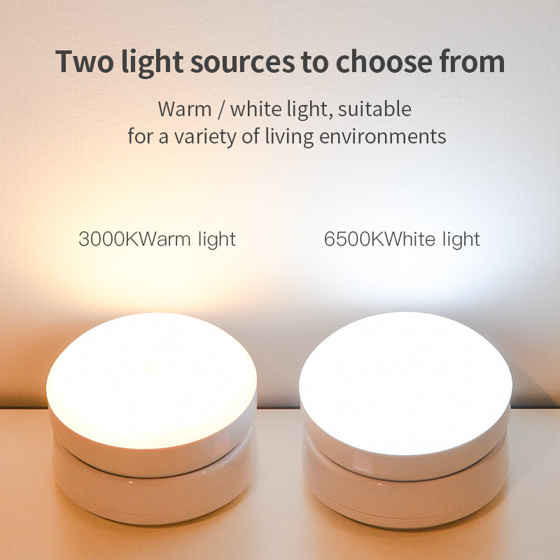 Rotating PIR Motion Sensor Night Light | USB Rechargeable | 120° | 3–5m | ON/OFF/AUTO | 83×83×56mm | ABS | Corridor, Wardrobe, Garage & Stairway | White & Yellow Light