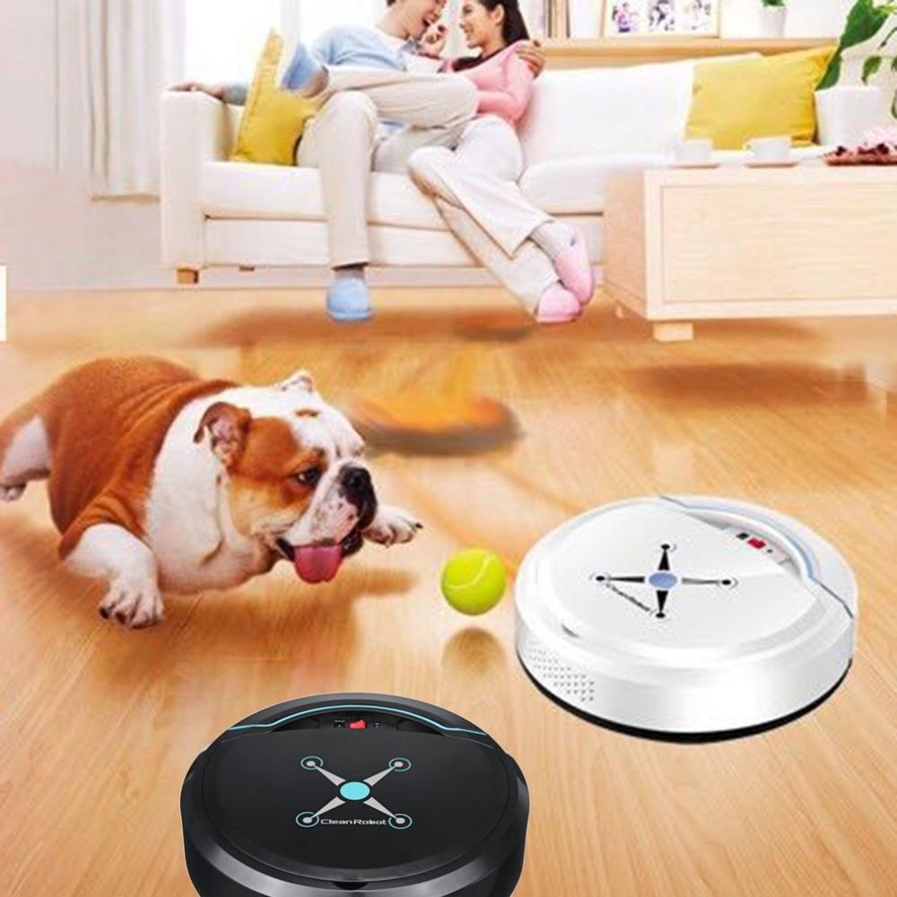 Mini Robot Vacuum Cleaner | USB Rechargeable | Auto Obstacle Detection | ABS | 22.8cm | Black & White | Home Floor Sweeper