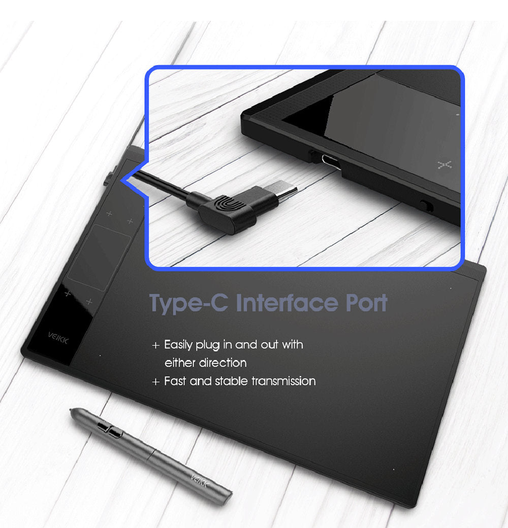 VEIKK A30 Graphics Drawing Tablet | 10×6" Active Area | 8192 Pressure Levels | Battery-Free Pen | Mac & Windows