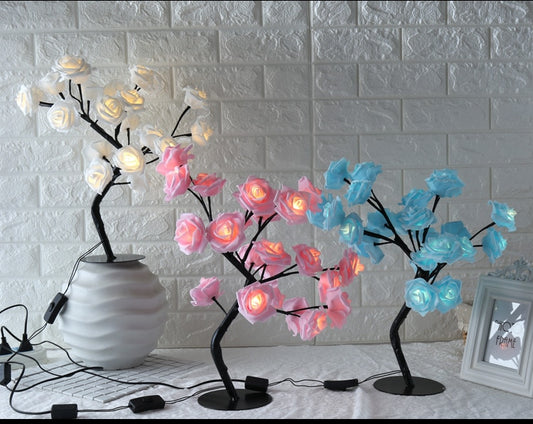 Decorative LED Flower Tree Lamp | Warm Light | 220V | Indoor & Window Decor | 8 Colour Combos | EU, US & USB | Gift
