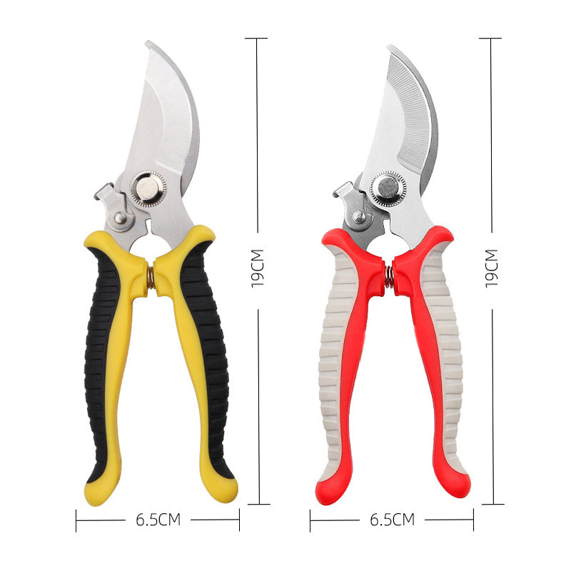 Elbow Garden Pruning Shears | 65 Manganese Steel | PP+TPR Handle | 55mm Opening | 20mm Trimming Diameter | Bypass Design | Lightweight 154g | Black Yellow & Grey Red
