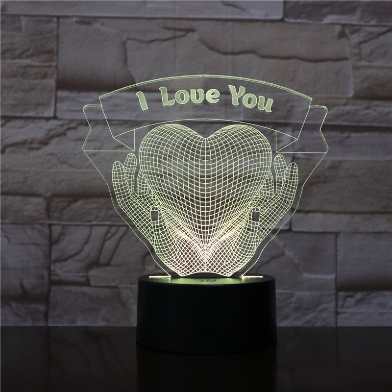 3D Acrylic LED Night Light | Hands Holding Love | 7 & 16 Colours | Touch & Remote Control | USB | Gift