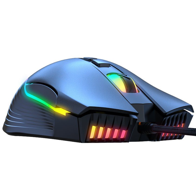 RGB Gaming Mouse | 7 Buttons, 800–6400 DPI, 4-Way Scroll, Ergonomic, Wired USB | Black & Pink