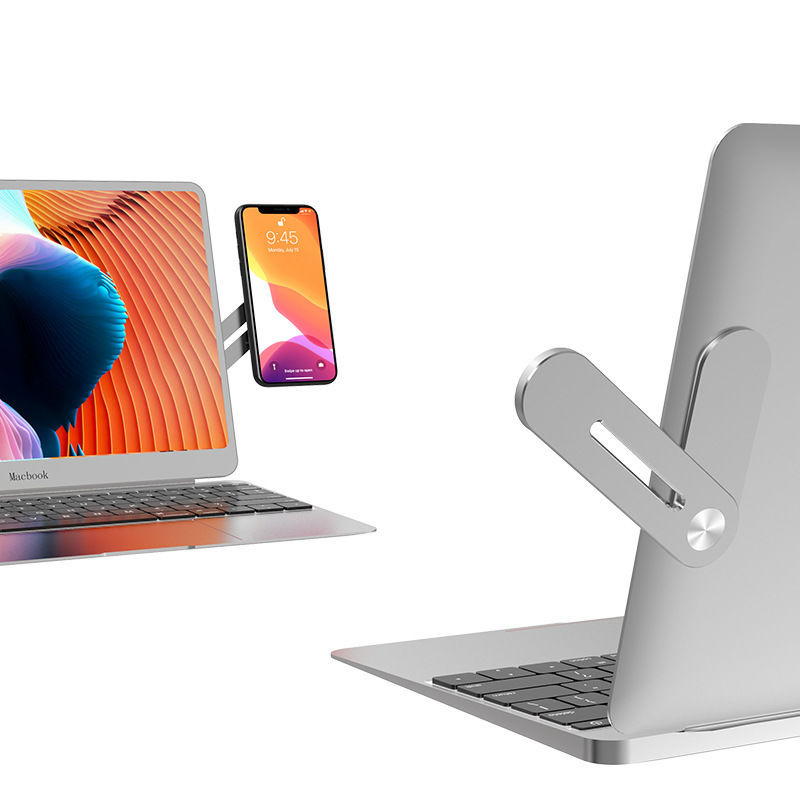Aluminium Laptop Cooling Riser Bar | Adjustable Angle | Portable Stand Bracket | 11.9cm | Silver | MacBook & Laptop