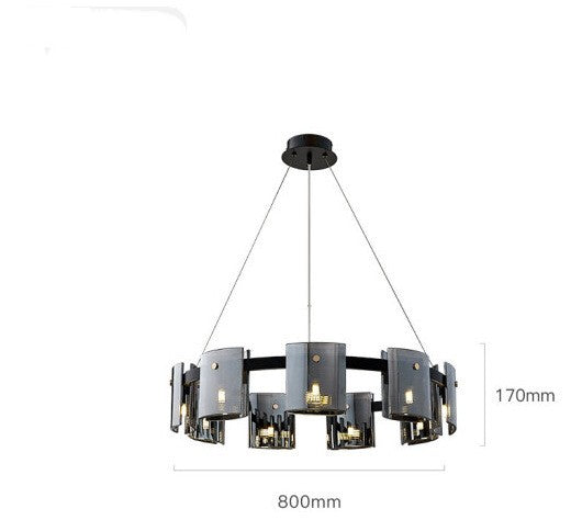 Modern Glass Fish-Shape LED Chandelier | 6 & 9 Heads, Amber & Smoke Grey, Tricolor Dimming, 220V, 10-15㎡