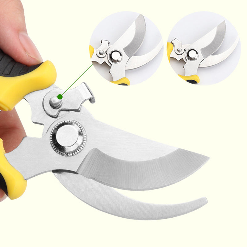 Elbow Garden Pruning Shears | 65 Manganese Steel | PP+TPR Handle | 55mm Opening | 20mm Trimming Diameter | Bypass Design | Lightweight 154g | Black Yellow & Grey Red