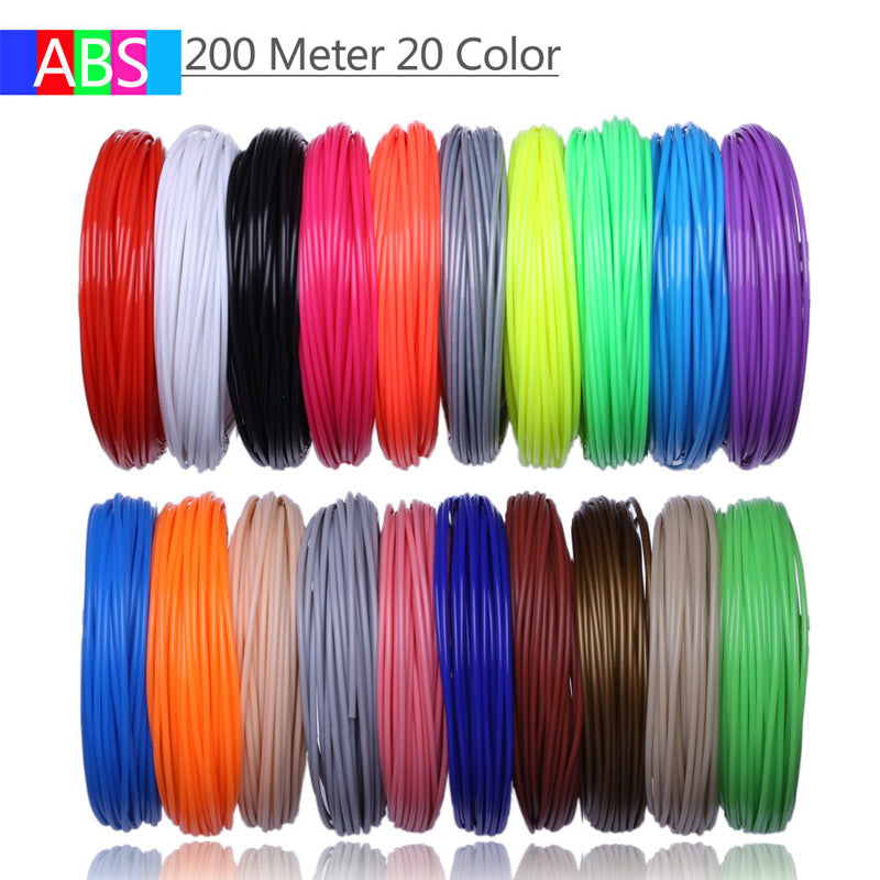 3D Printing Pen Filament Refills | ABS & PLA, 1.75mm | 5, 10 & 20 Color Packs | 50m, 100m & 200m