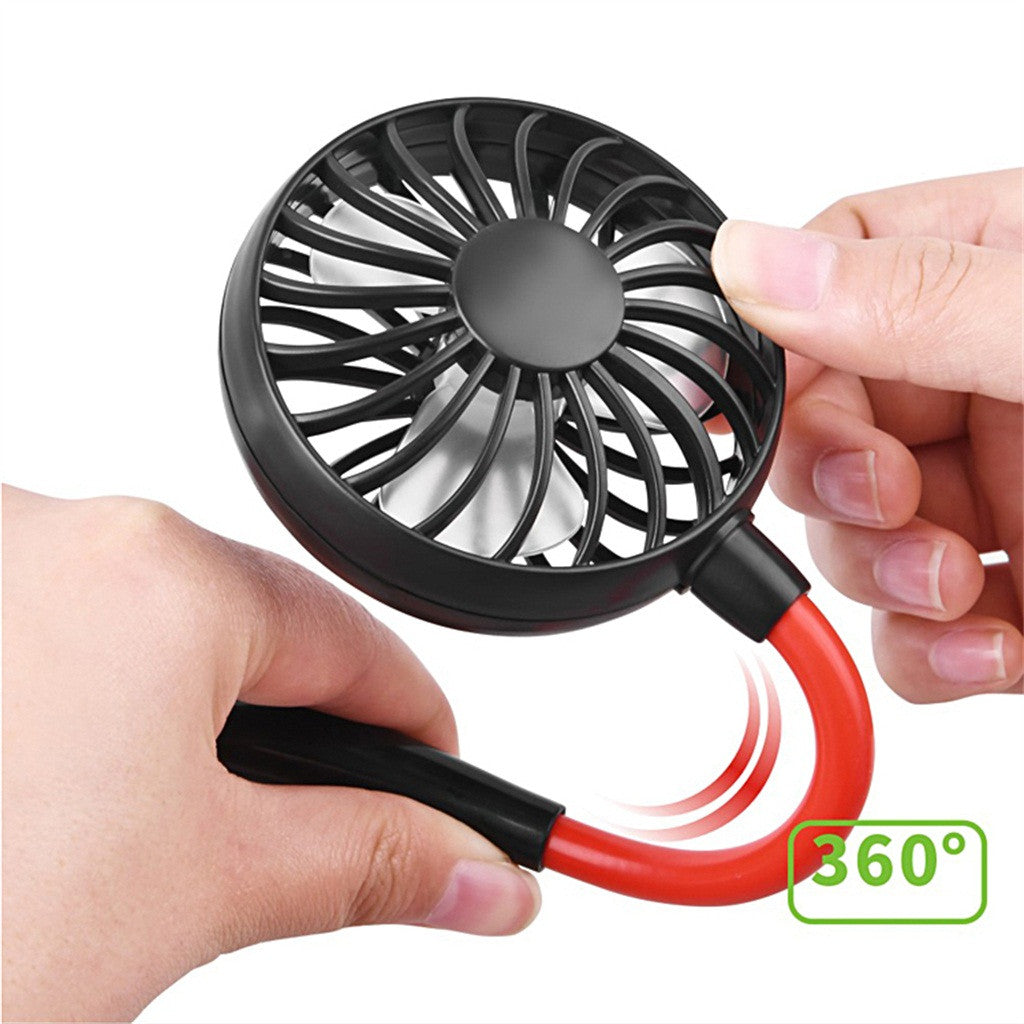 3-in-1 Portable Neck & Desktop Fan | 2000mAh | 3 Speeds | 4–12hr Runtime | Micro USB | Alarm Clock Style | Emerald, Pink, Sky Blue, Pearl White & Black