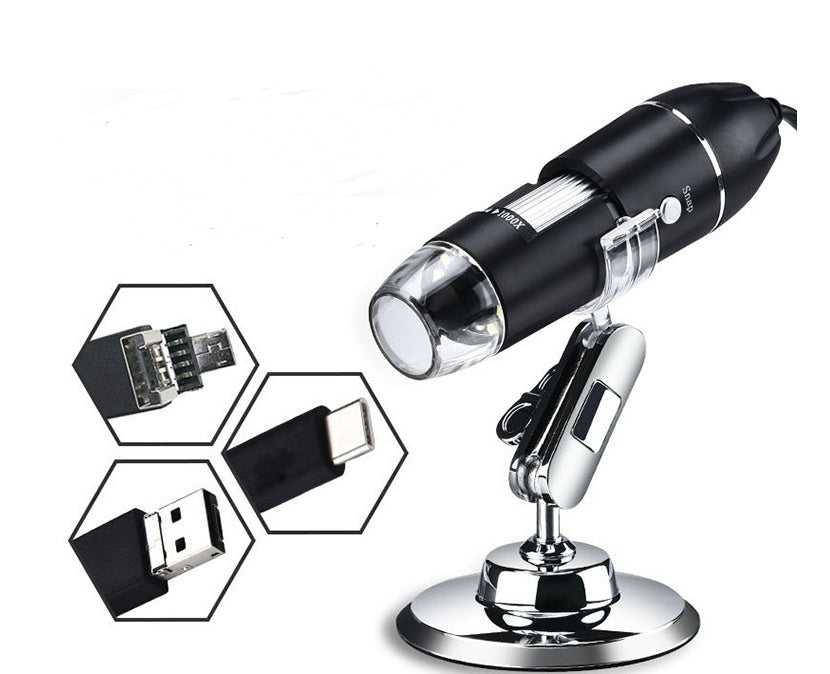 USB Digital Microscope | Up to 1600× Magnification | 8 LED Lights | 500X 1000X 1600X | Windows & Mac