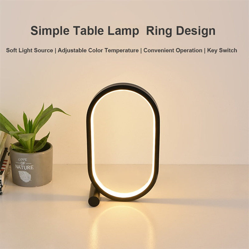 USB Oval Acrylic LED Desk Lamp | 5V | 3-Colour + RGB | Touch, Button & Remote | Dimmable | Black & White