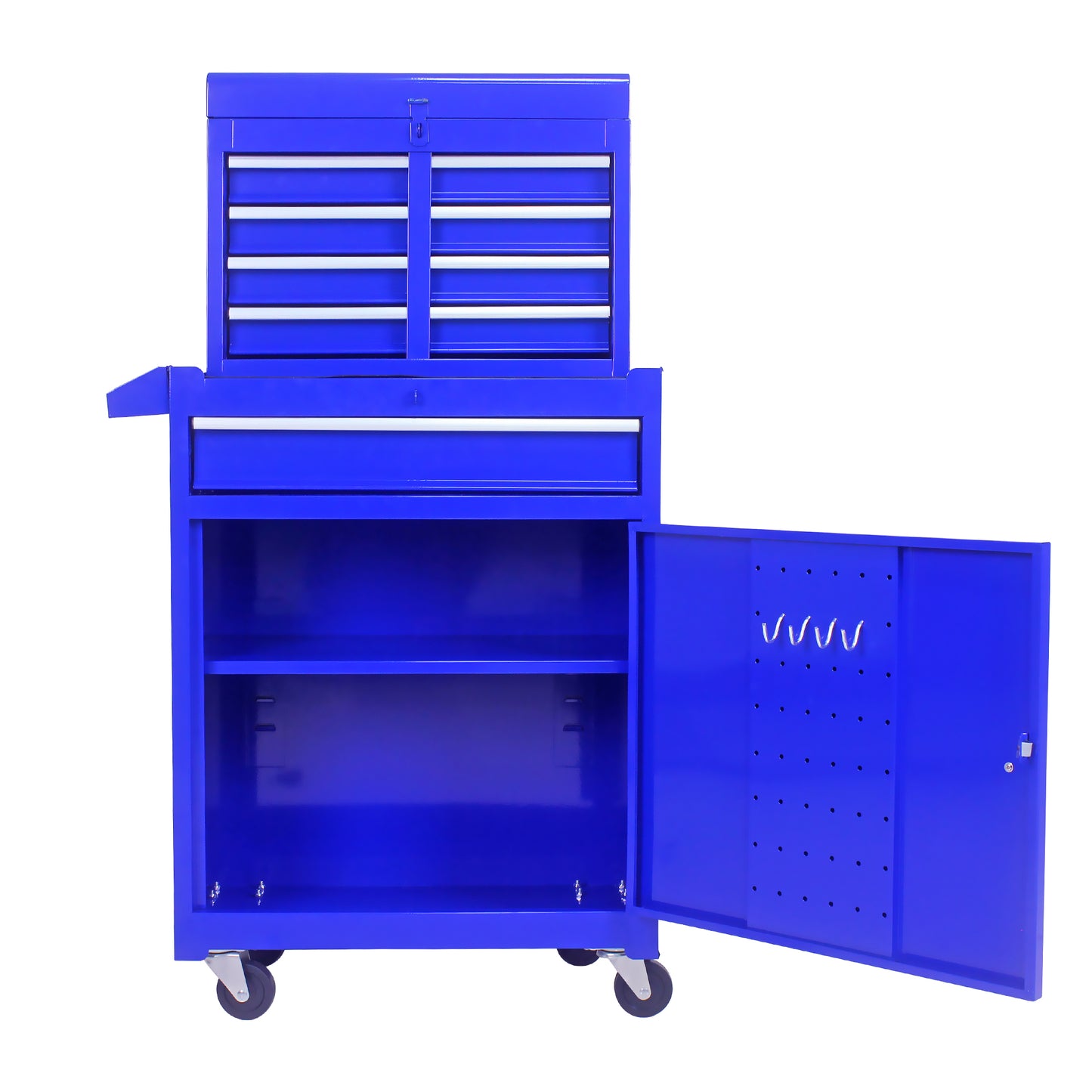 5-Drawer Detachable Tool Chest with Bottom Cabinet | 100kg Capacity, 4 Wheels, Adjustable Shelf, Blue