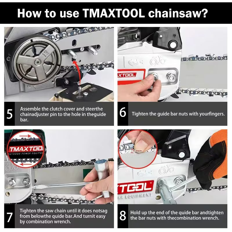 TMAXTOOL 62cc 2-Stroke Gas Chainsaw | 20" Guide Bar, Anti-Vibration Handle, Pruning & Sawmill, Black