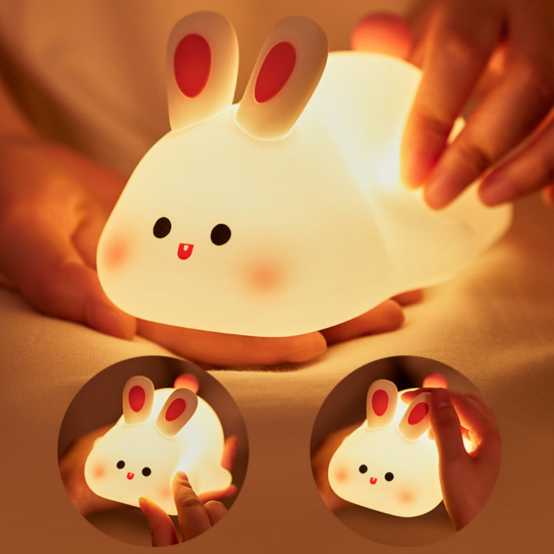 Cute Silicone Animal Night Light for Kids | Touch | 3 Brightness | 30-Min Timer | 1200mAh | Type-C | 6–8hr | 143×109×85mm | Bunny & Duck | Bedroom & Nursery Gift