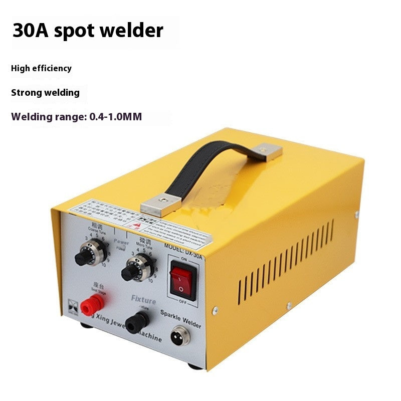 30A DC Jewelry Spot Welder | Foot Pedal Control, Soldering Tweezers, 35×20×14cm, EU/US Plug