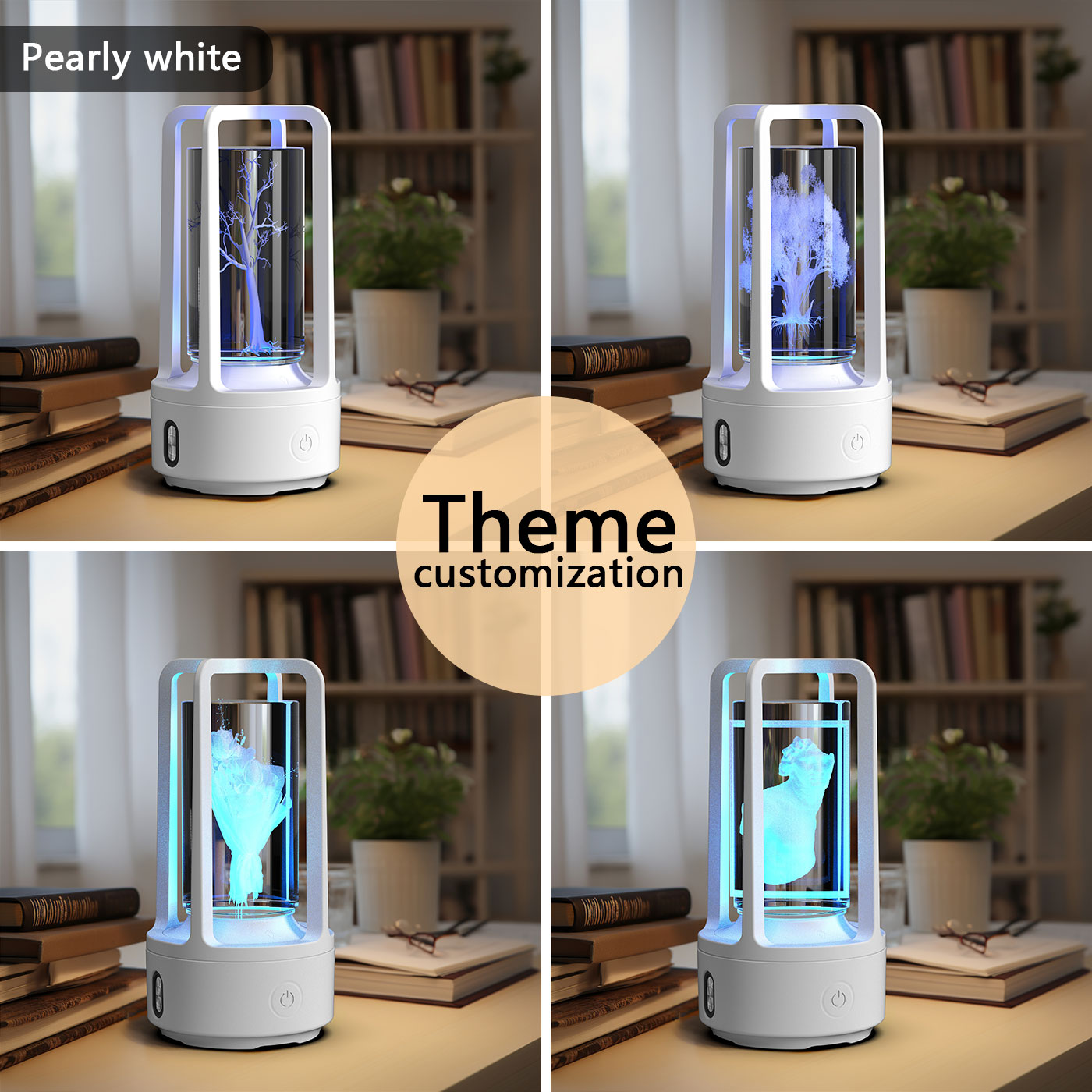 2-in-1 Bluetooth Speaker & LED Night Lamp | Acrylic & Crystal | Touch Sensor | 2,500mAh | 5W | Wireless Charging | 13 Motifs | Black & White | Valentine's Day Gift | Home & Party Decor