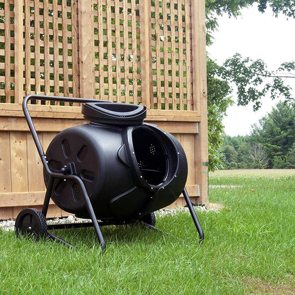190L Rotary Compost Tumbler Bin | Aerobic Fermentation, Movable Wheels, Garden & Yard Composting