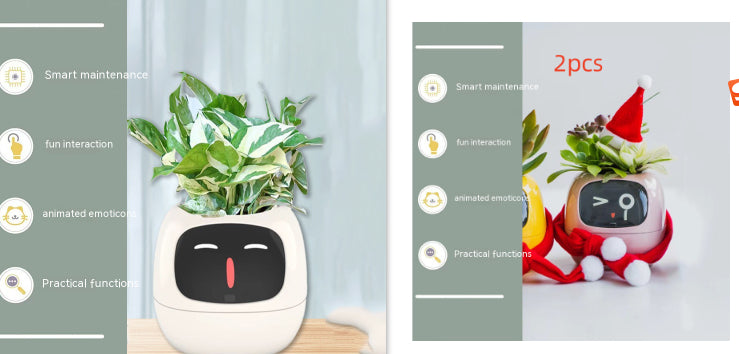 Smart AI Electronic Plant Pot – 7 Sensors, 49+ Expressions & Intelligent Water Monitor