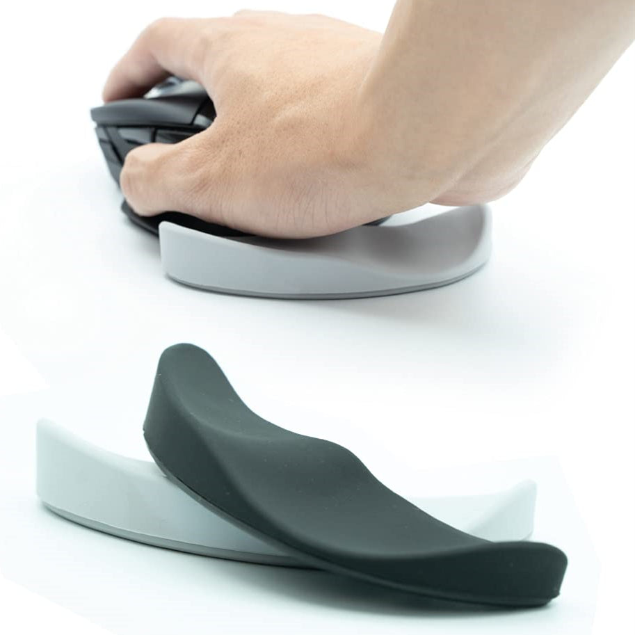 Ergonomic Silicone Mouse Wrist Rest | 3D Curved Bionic Design | Gliding Base | Non-Slip | Left & Right Hand | Single & Twin Pack | Black & Silver Gray