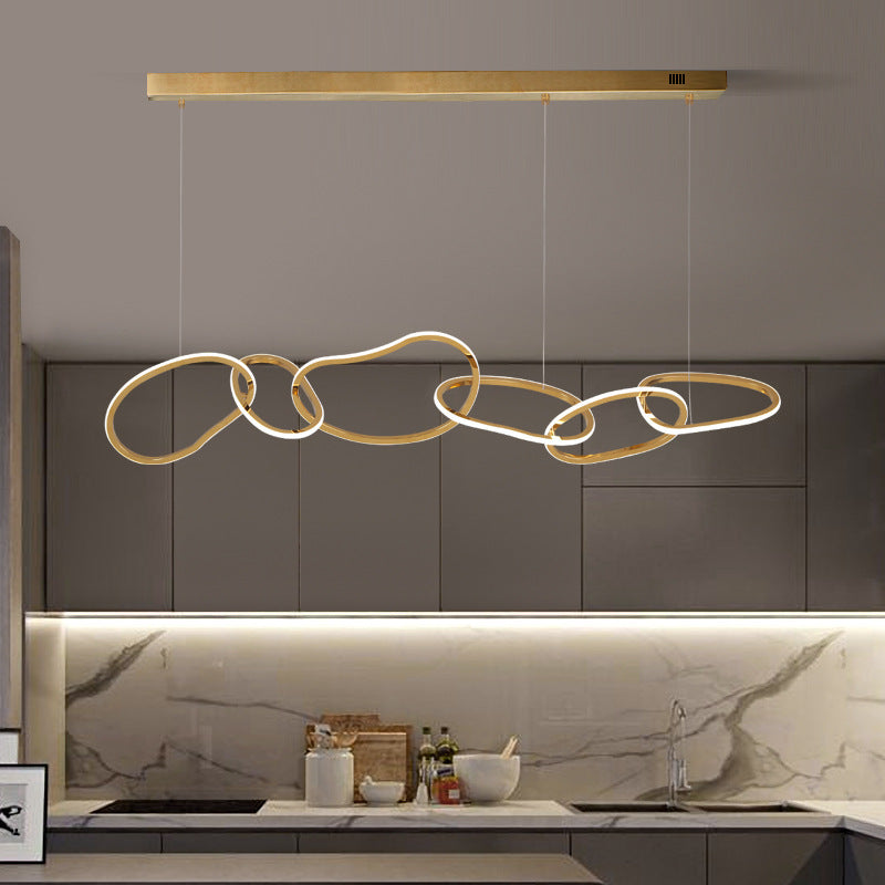 Postmodern Grass Rattan & Glass Ring LED Chandelier | 3-6 Rings, Stepless Dimming, 111-240V, 15-30㎡