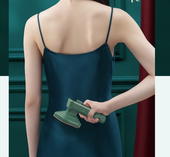 Portable Mini Steam Iron | 33W | 100–240V Universal | Ceramic Panel | Wet & Dry | 2-Stage Temp | Hang & Flat | AU, EU & US Plug | Dark Green