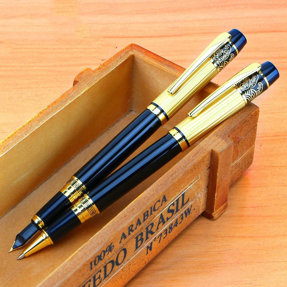 Metal Fountain Pen | Iridium Nib | Piston Ink System | Smooth Writing | Students & Gift | Black
