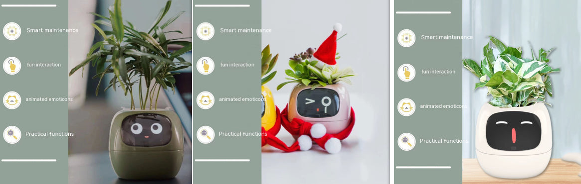 Smart AI Electronic Plant Pot – 7 Sensors, 49+ Expressions & Intelligent Water Monitor