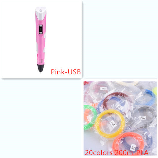 3D Printing Pen with PLA Filament | Adjustable Temp & Speed | LED Indicator | 185×45×10mm | Blue, Pink, Purple, Yellow & Camouflage | US/UK/EU/AU/USB | Pen & Filament Bundles
