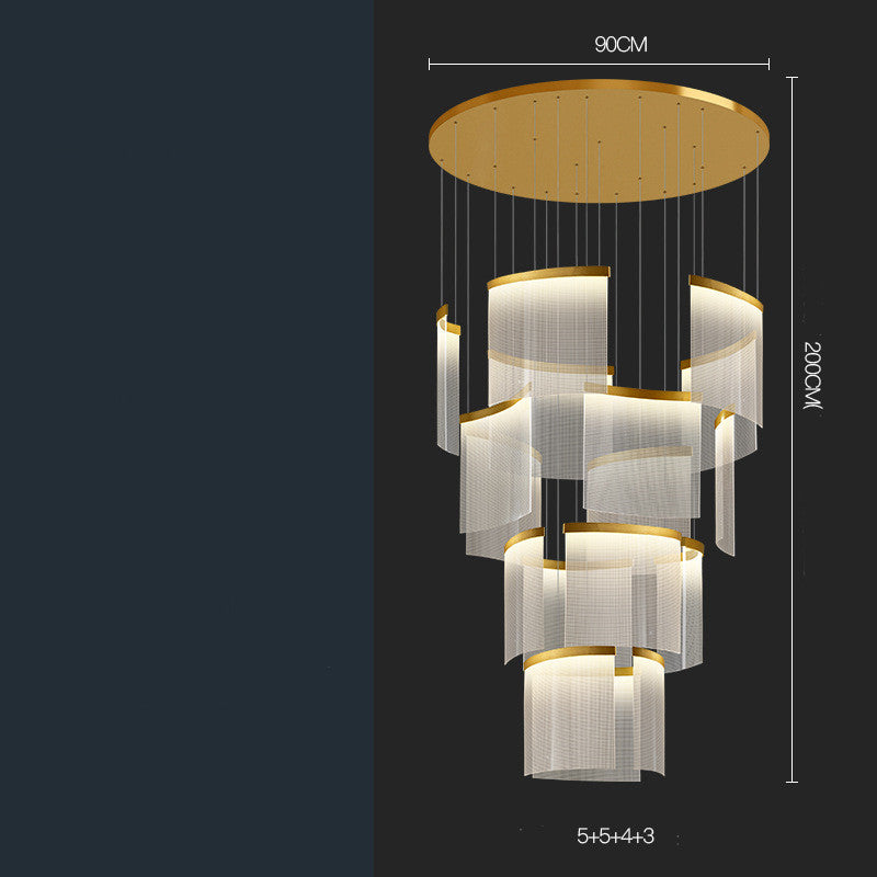 Modern Stainless Steel Grid Mesh LED Chandelier | 7-23 Heads, Black & Gold, Stepless Dimming, 111-240V, Villa & Duplex