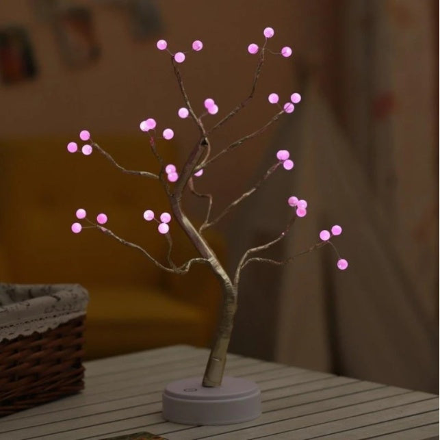 USB LED Bonsai Tree Night Light | Bendable Copper Wire Branches | 48×53cm | 36 & 108 LED | Always-On | Indoor & Outdoor | Colourful, Pink, Pearl, Warm White | Single & Twin Pack