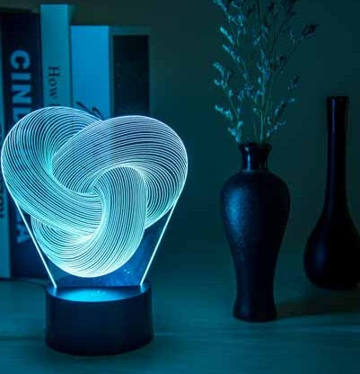 Twist Abstract 3D Acrylic LED Night Light | 3W | 5V USB | 7-Colour + Gradient | Touch & Remote | Gift