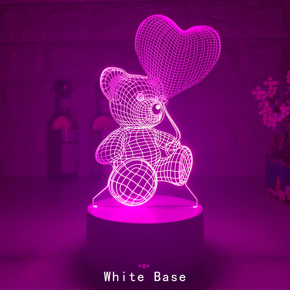 3D Acrylic LED Teddy Bear Night Light | 16 RGB | Remote & Touch | USB & Battery | 85×85×37mm | 100,000hr | Bedroom, Kids & Gift | Christmas, Birthday & Valentine’s