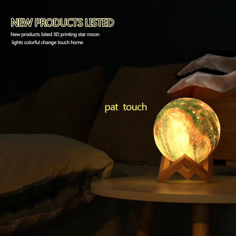 3D Moon Lamp Night Light | 3/7/16 Colour Modes | Touch & Remote | USB Rechargeable | 500mAh | 8–22cm | PVC+ABS | Bedroom & Gift