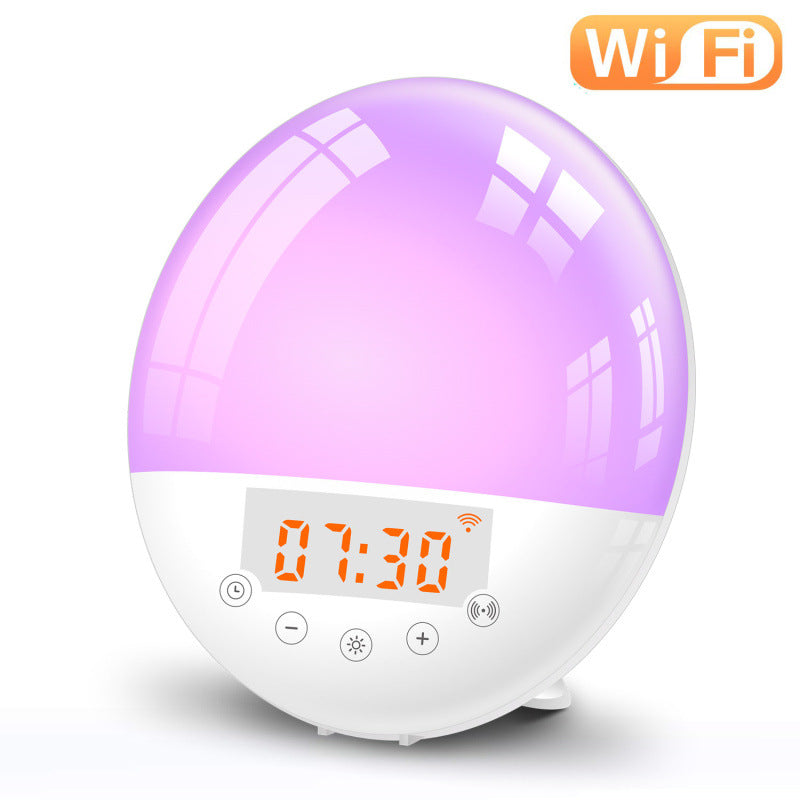 Smart WiFi Sunrise Wake-Up Light Alarm Clock | Tuya App & Voice Control | 30-Level Brightness | RGB Mood Light | FM Radio | 10 Alarm Sounds | Snooze | 170×180×110mm | AU, EU & UK