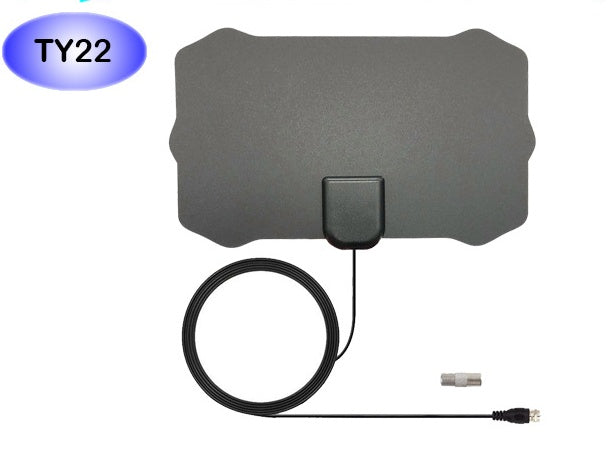 DVB-T2 Indoor HDTV Digital TV Antenna | 1080p | 80-Mile Range | 10dB Gain | 3m Cable | F-to-IEC Adapter | 140×240mm | EU, US & Japan | Single, Twin & Amplified