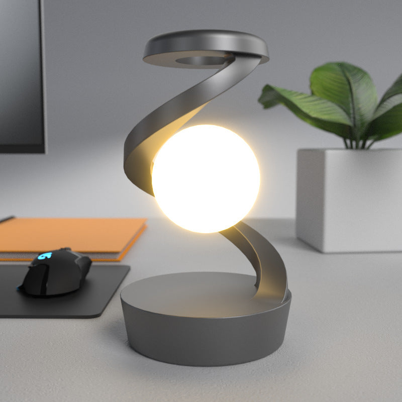Rotating Moon Desk Lamp | 3W | Wave Control | Stepless Dimming | 15W Wireless Charging | 217mm | Gray & White