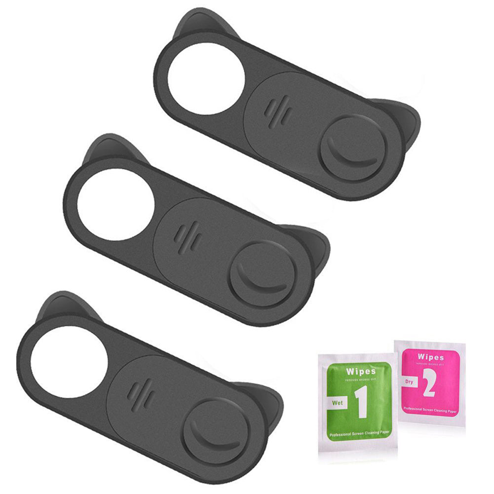 Webcam Privacy Cover Slider | Laptop Tablet Phone Camera Shutter | Peel & Stick | Black | 2-5 Pack